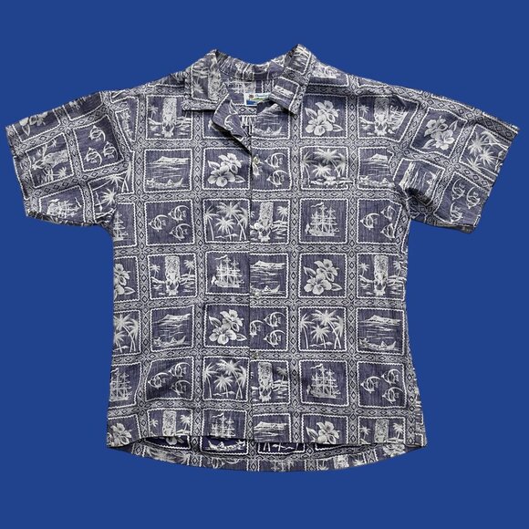 Shoreline Hawaii Aloha/Hawaiian Shirt ~ Reverse Print ~ Men's Medium - Picture 1 of 7